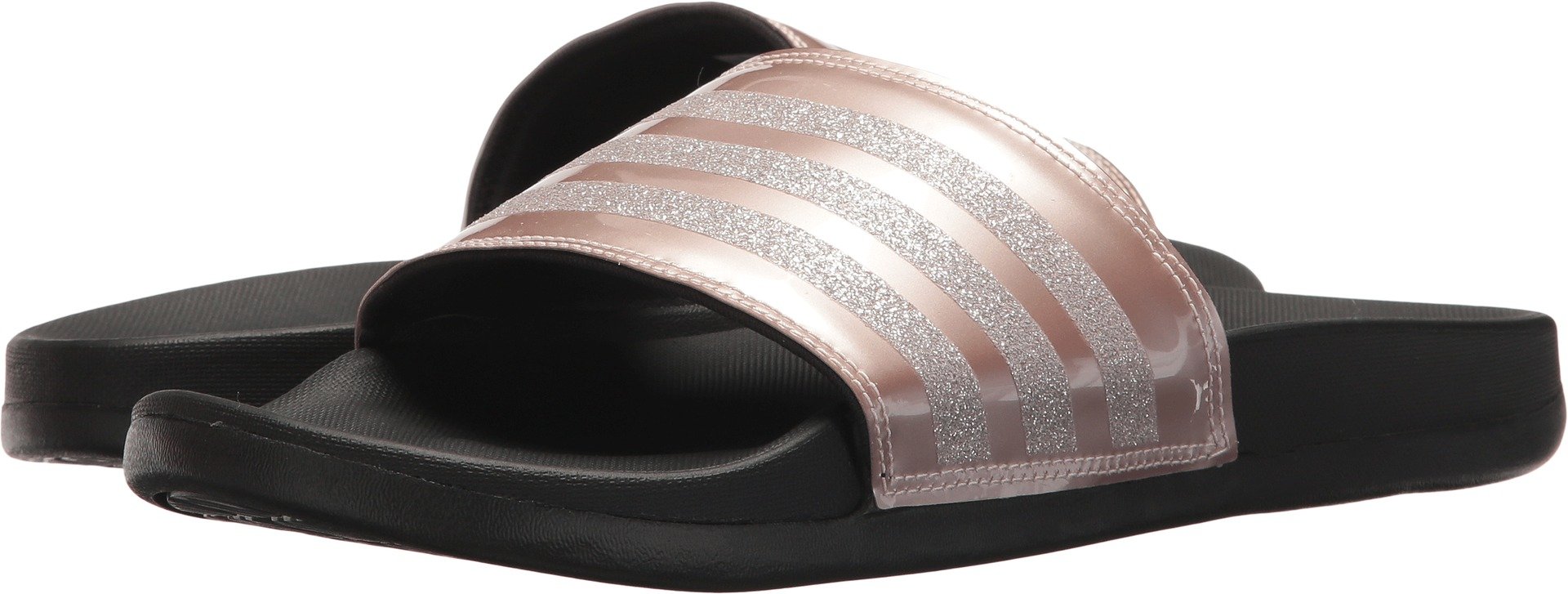 adidas Women's Adilette Comfort Slides Sandal, Vapour Grey Metallic/Vapour Grey Metallic/Core Black, 10