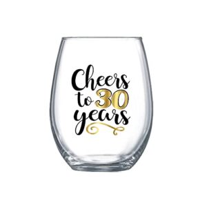 Cheers to 30 Years Large Stemless Wine Glass 30th Birthday Party Gift for Her Table Decor 0012