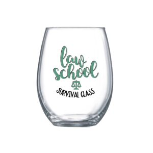 law school survival glass stemless wine glass gifts for students and women 005