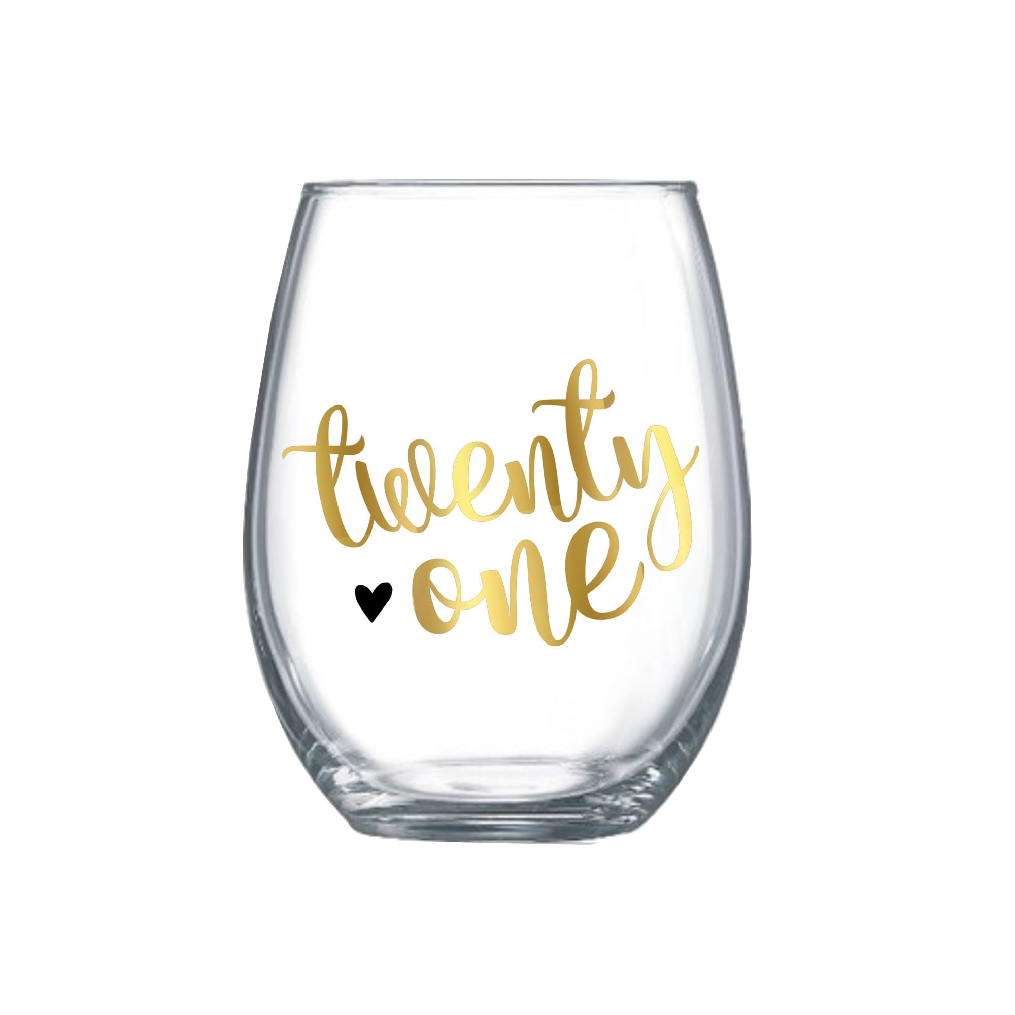 21st Birthday Gift for Women Party Ideas in Gold Twenty One Her Large Stemless Wine Glass 007