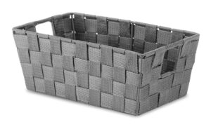whitmor woven strap small shelf tote savvy gray, 1 count (pack of 1)