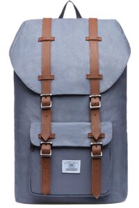 kaukko laptop outdoor backpack, causal daybag travel hiking rucksack fits 15-inch laptop(grey)