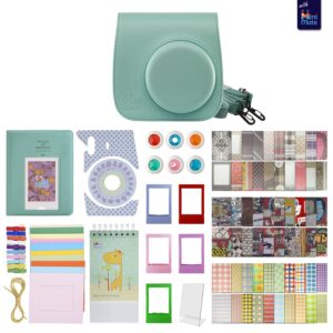 fujifilm instax mini 9 accessory bundle - 14 in 1 kit with close up and color filters, photo album, colorful picture frames, ice blue camera case and removable strap (ice blue)