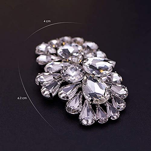 Ruihfas 2Pcs Bling Bling Crystal Rhinestones Wedding Party Prom Shoe Clips Buckles Decorations for Women 1.57×2.44inch