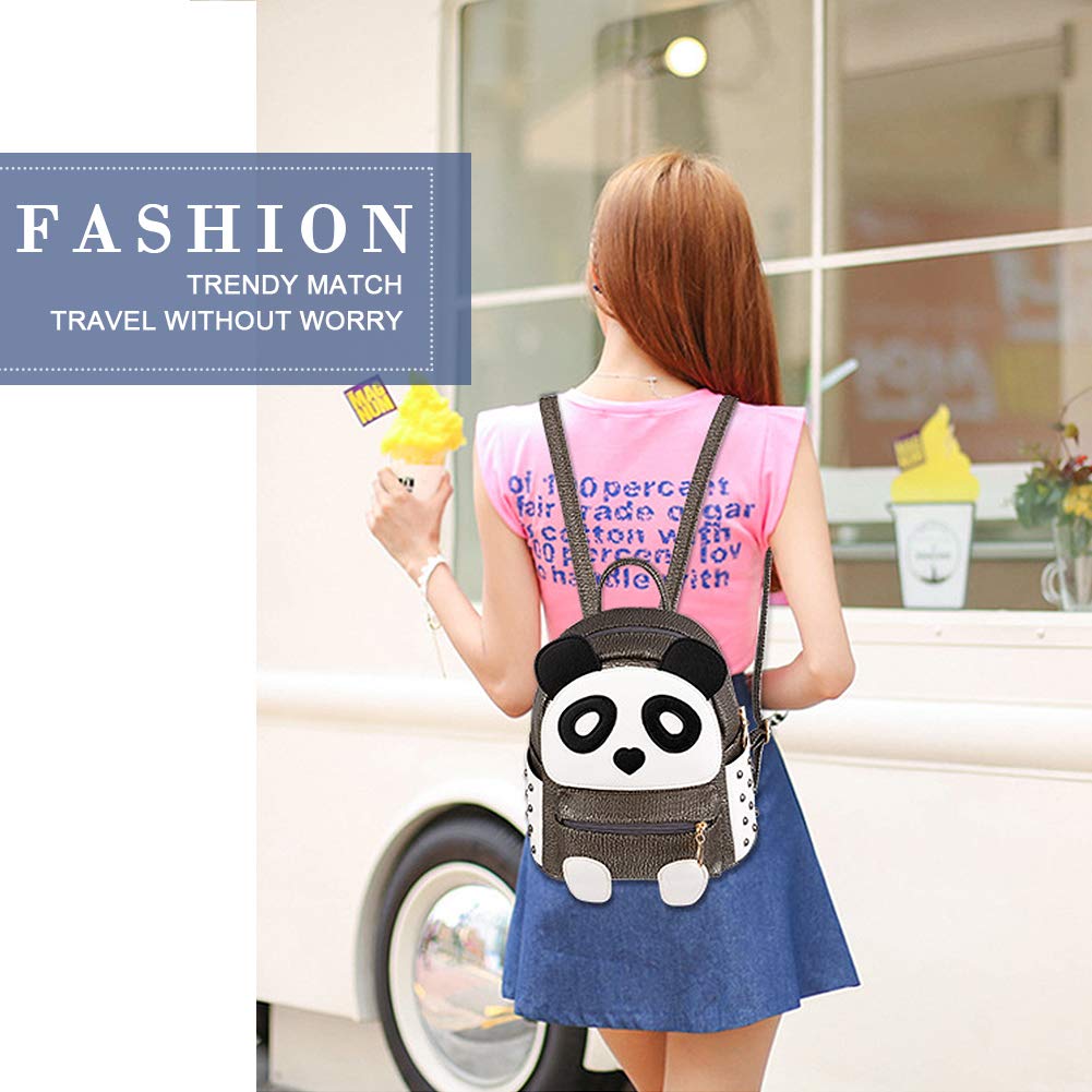 H&N Fashion Cute Panda Backpack for Girls and Boys Leather Small Travel Shoulder/Book Bag