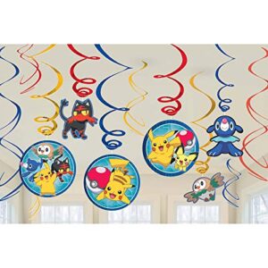 pokemon spiral hanging decorations (pack of 12) - multicolor paper swirls - perfect for kids' themed parties & events