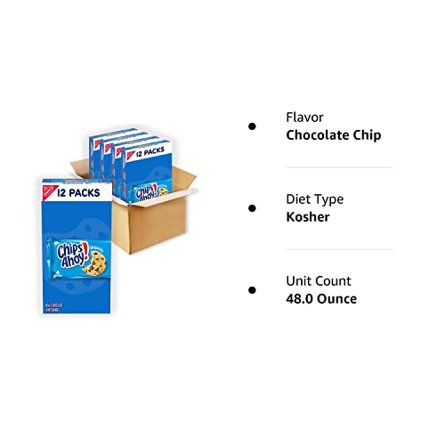 CHIPS AHOY! Original Chocolate Chip Cookies, 48 Snack Packs (4 Cookies Per Pack, 4 Boxes)