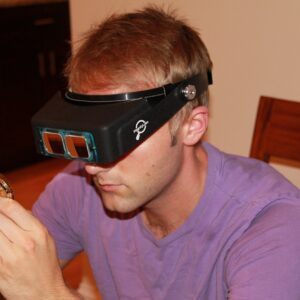 Headband Magnifier Headset - Magnifying Visor with 4 Real Glass Optical Lens Plates (1.5X, 2X, 2.5X, 3.5X)