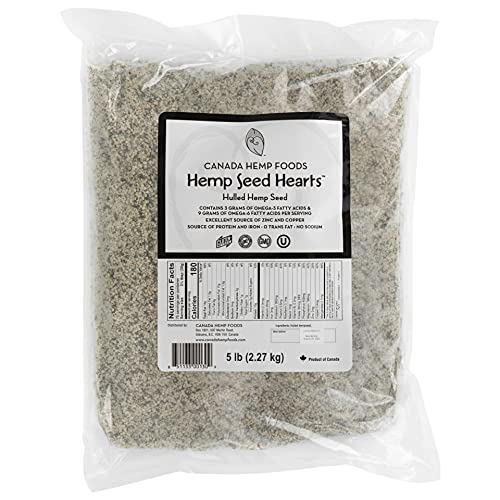 Canada Hemp Foods Hemp Seed Hearts - Protein and Omega Superfood, for Humans and Animals - NON-GMO, Vegan, Gluten Free - 5lb Bag