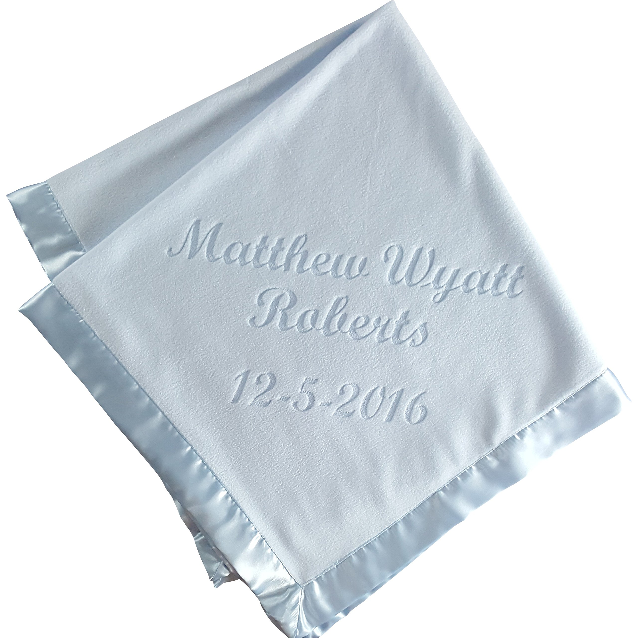 Custom Catch Personalized Baby Blanket, Pink or Blue, Boy or Girl Unisex Gift for Newborn or Infant (Multi-line Text)