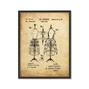 Sewing Patent Poster Set Sewing Room Art Craft Room Decor Sewing Machine Dressform Mannequin Seamstress Wall Decor Sewing Room Artworks Tailors Wall Art Gift For Sewer 8x10 Unframed Print Set