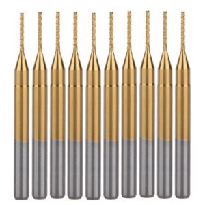 hozly 10pcs 1/8'' shank 0.8mm titanium coat carbide end mill engraving bits cnc rotary burrs tool for pcb mould plastic fiber carbon fiber hardwood