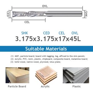 Hozly Downcut Bit 1/8" Shank Down Cut Spiral CNC Router Bits End Mill Tungsten Carbide Milling Cutter Set 5 Pack