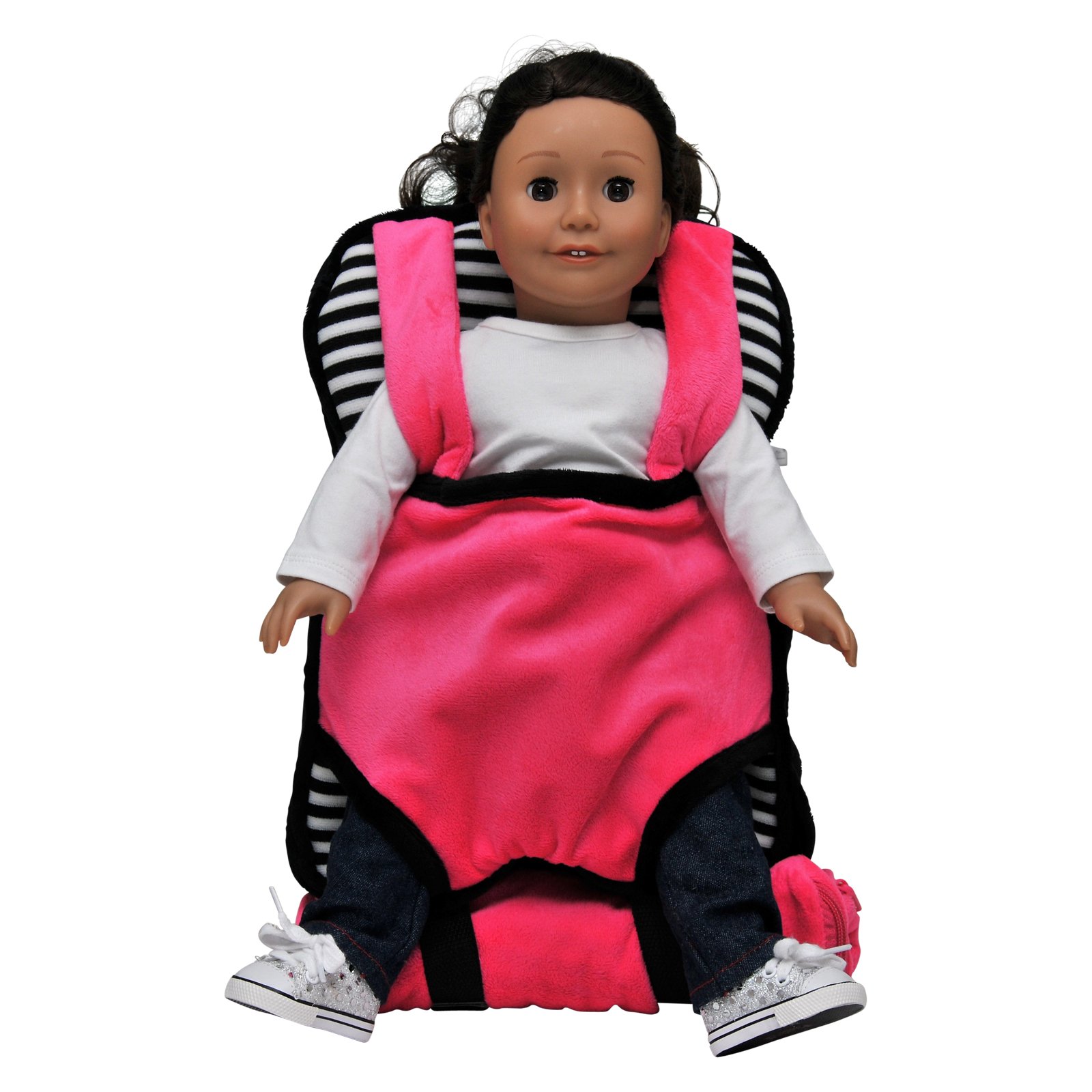 THE QUEEN'S TREASURES Pink, White and Black Doll Carrier Backpack and Doll Sleeping Bag, Compatible with 18" American Girl & 15 in Bitty Babies. Doll NOT Included