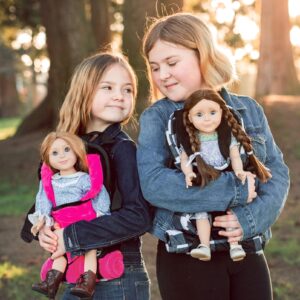 THE QUEEN'S TREASURES Pink, White and Black Doll Carrier Backpack and Doll Sleeping Bag, Compatible with 18" American Girl & 15 in Bitty Babies. Doll NOT Included