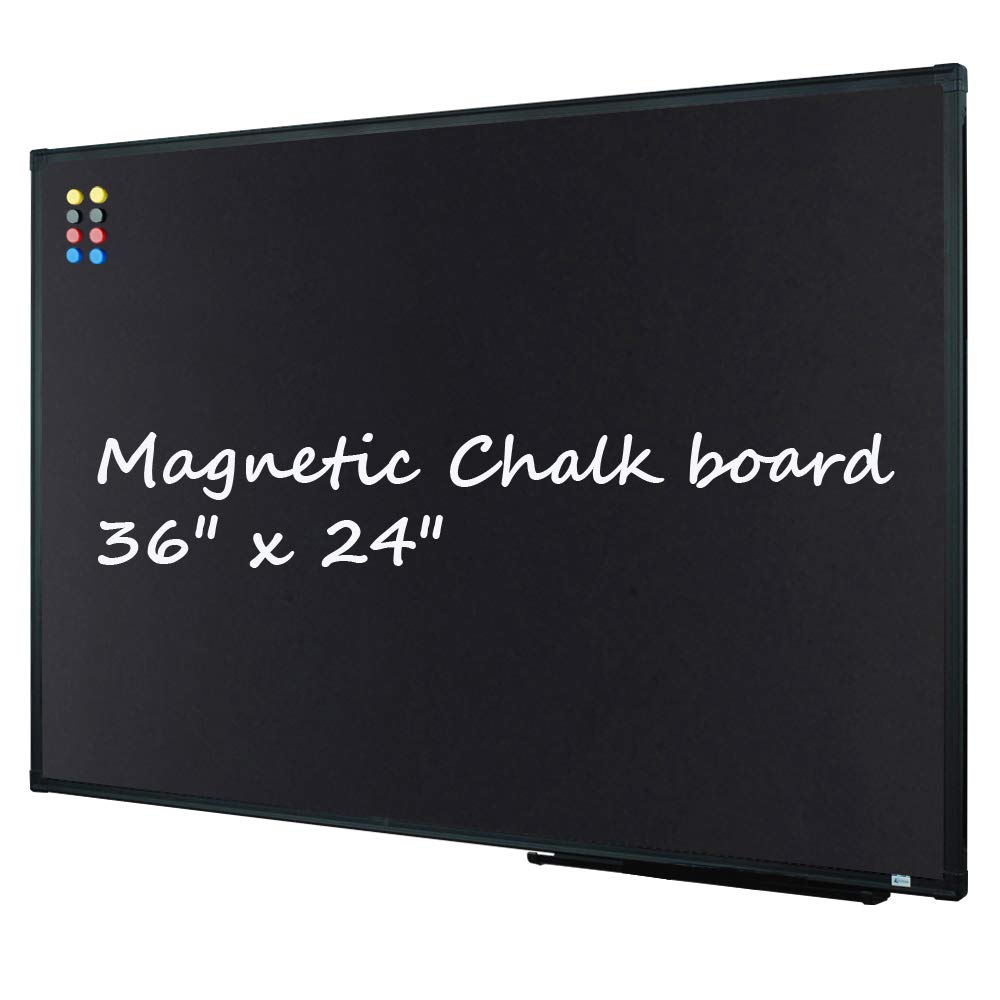 Lockways 36" x 24" Magnetic Chalkboard Black Board, Magnetic Bulletin Blackboard| Wall Mounted Message Presentation Memo Board 3 x 2 Feet