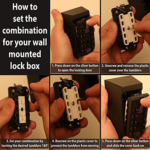 imurz Key Lock Box for Outside,Combination Lockbox for House Keys with Code,Hide a Key Outdoor Waterproof,Key Safe Wall Mounted for Home, Office, Garage,Apartment,Store,Spare Key Storage (Grey)