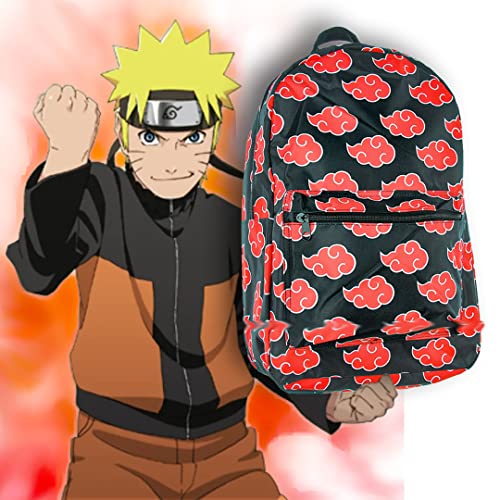 Naruto Backpack Shippuden Akatsuki Red Clouds All Over Print Travel Laptop Backpack