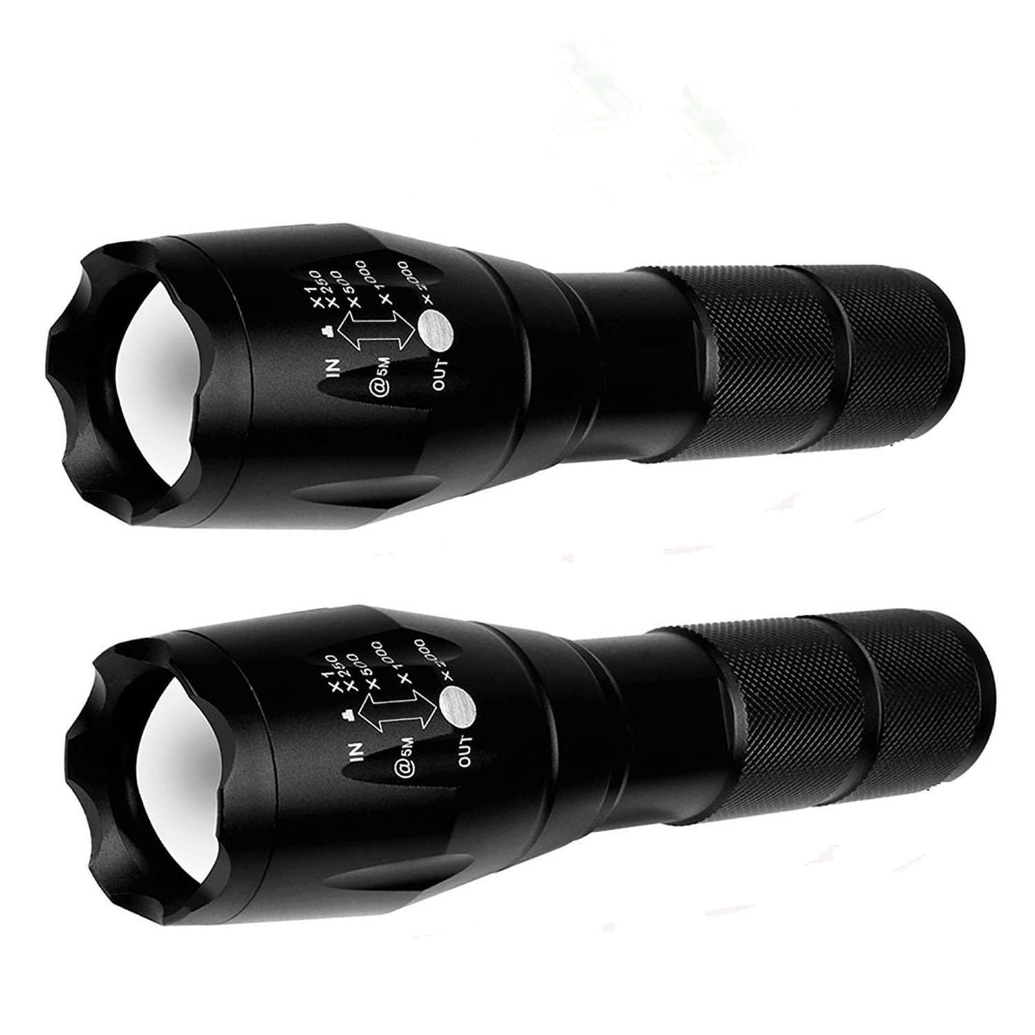 2 Pack Tactical Flashlights Torch, Military Grade 5 Modes 3000 High Lumens Led Waterproof Handheld Flashlight for Camping Biking Hiking Outdoor Home Emergency