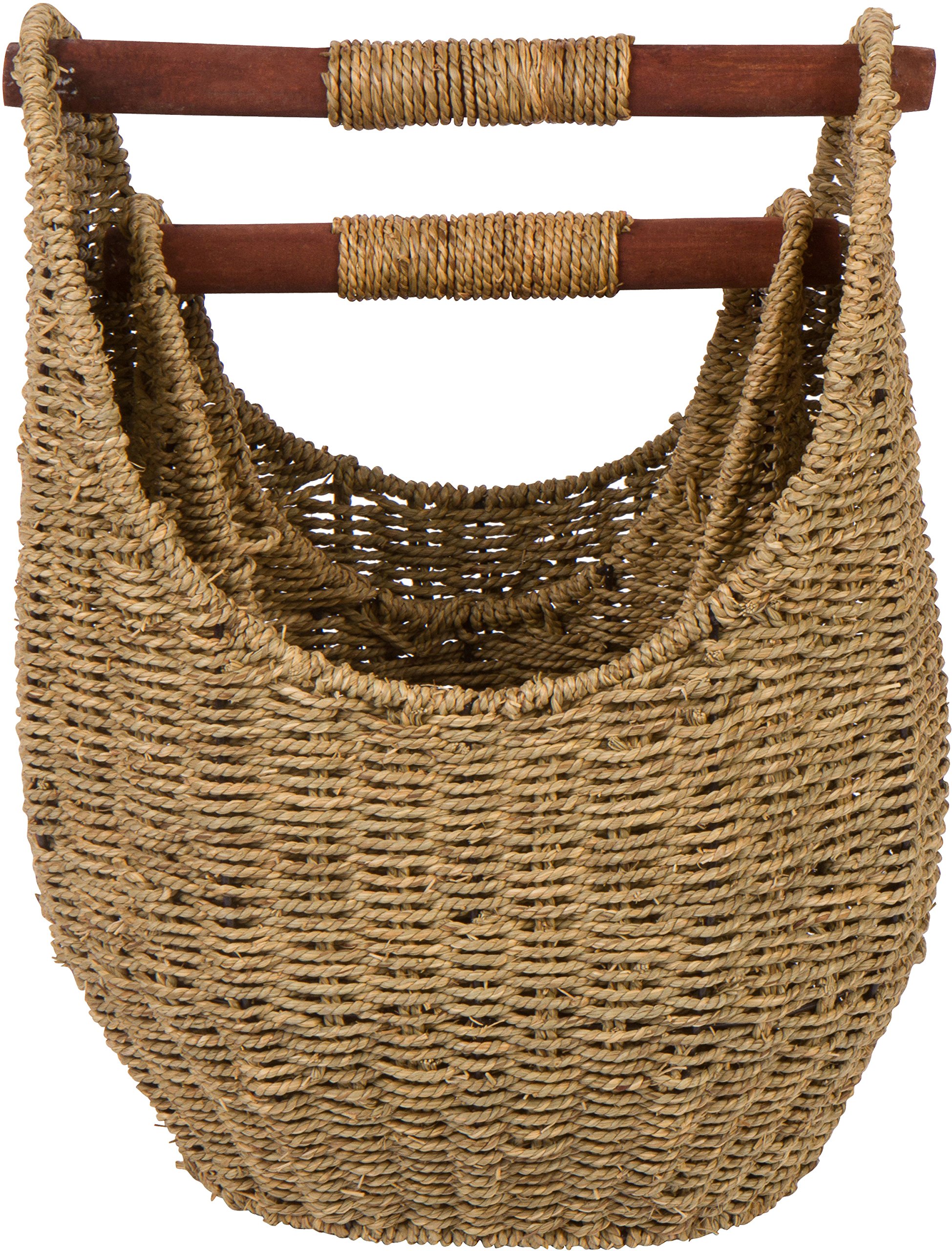 Trademark Innovations 12.2" & 9.4" Seagrass Baskets with Wooden Handles - Set of 2 (Natural)