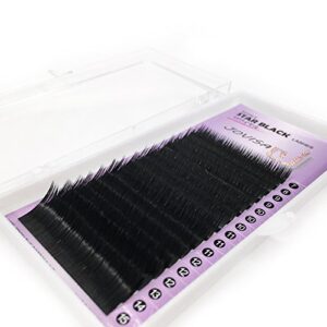 jovisa royale star black classic lash 0.15mm thickness d curl shiny deep black color semi permanent individual eyelash extension 16 rows/tray (14mm)