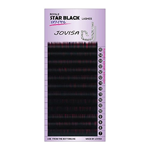 JOVISA Royale Star Black Classic Lash 0.15mm Thickness D Curl Shiny Deep Black Color Semi Permanent Individual Eyelash Extension 16 Rows/Tray (14mm)