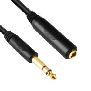 devinal 6.35mm 1/4" inch stereo plug male to 1/4 female stereo headphone guitar extension cable cord, gold plated audio cable stereo extender, 6 feet (1.8 m)