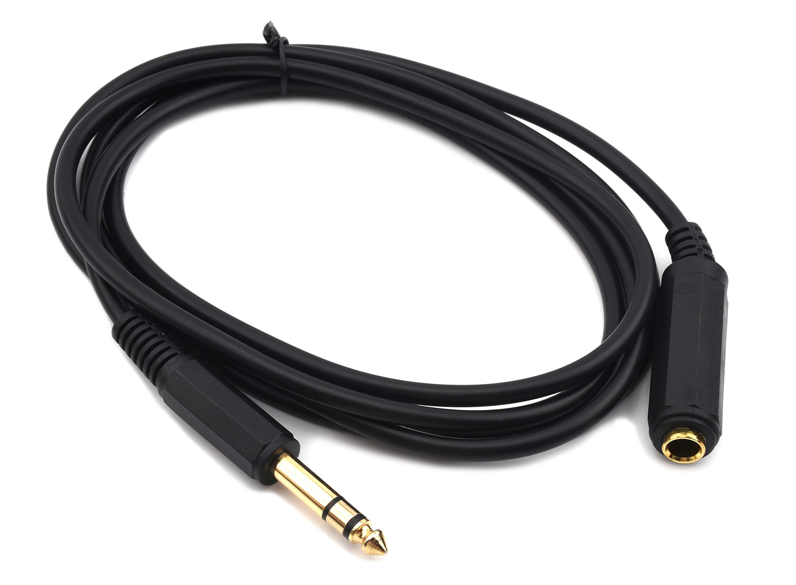 Devinal 6.35mm 1/4" inch Stereo Plug Male to 1/4 Female Stereo Headphone Guitar Extension Cable Cord, Gold Plated Audio Cable Stereo Extender, 6 feet (1.8 M)