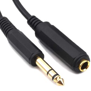 Devinal 6.35mm 1/4" inch Stereo Plug Male to 1/4 Female Stereo Headphone Guitar Extension Cable Cord, Gold Plated Audio Cable Stereo Extender, 6 feet (1.8 M)