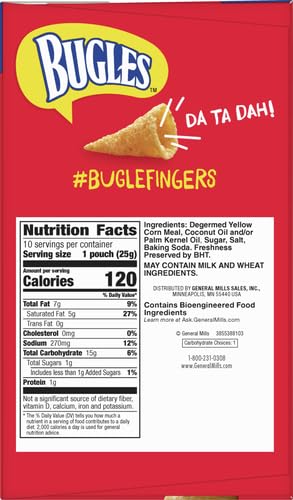 Bugles Crispy Corn Snacks, Original Flavor, Snack Bag, 8.75 oz