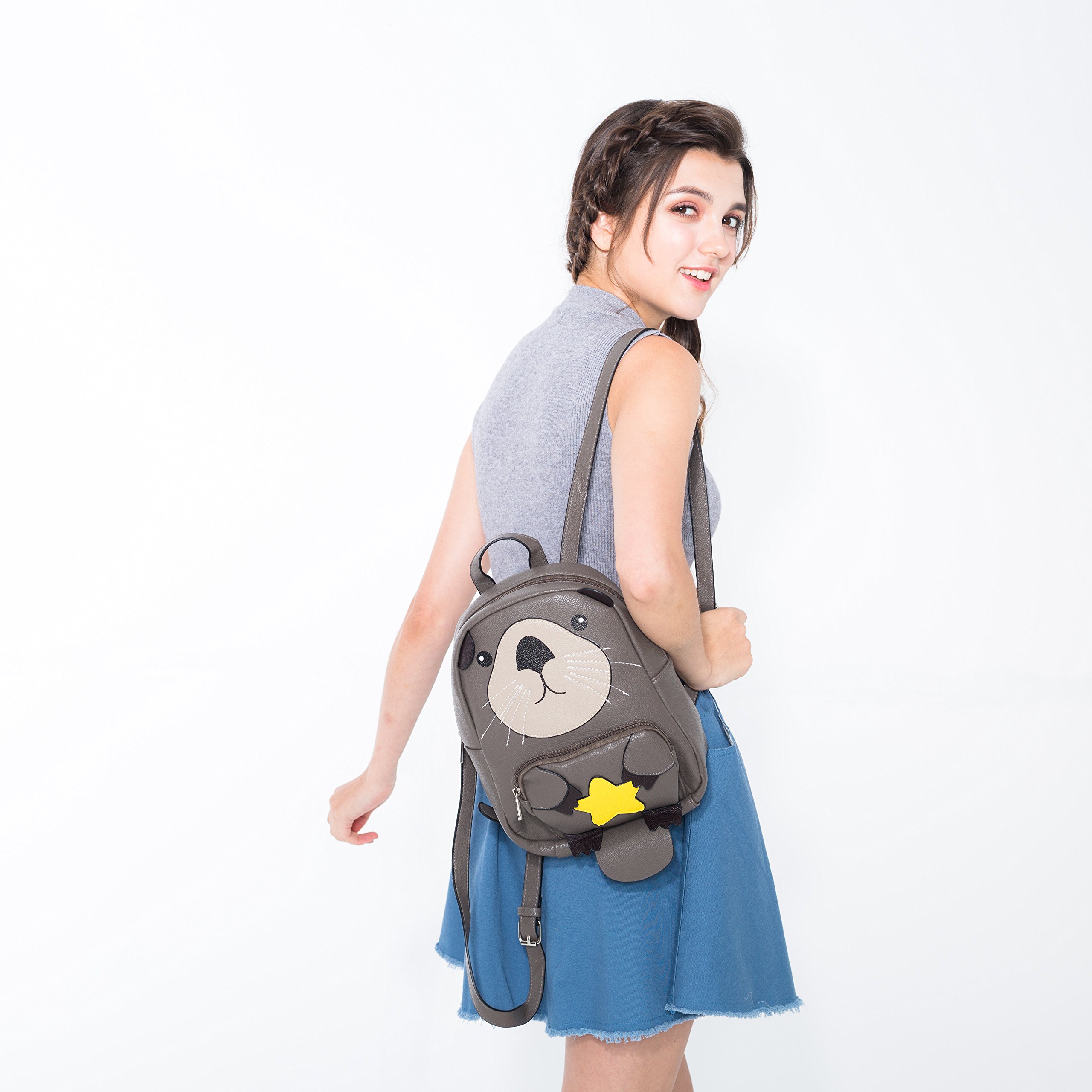 Sleepyville Critters: Mini Otter Backpack In Vinyl Material