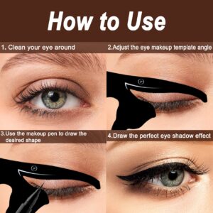 TailaiMei Eyeliner Stencils, Matte PVC Material Smoky Eyeshadow Applicators Guide Template Tool