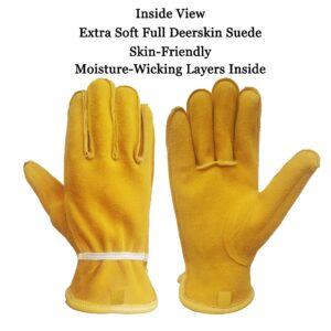 SKYDEER Full Premium Genuine Deerskin Leather Hi-Performance Utility Driver Work Gloves (SD2210/L, Unlined)