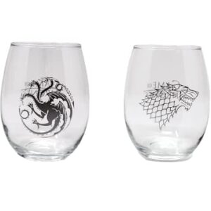 Game of Thrones Collectible Wine Glass Set (House Stark & House Targaryen)