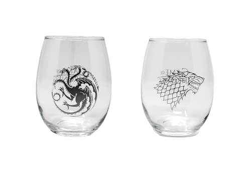 Game of Thrones Collectible Wine Glass Set (House Stark & House Targaryen)