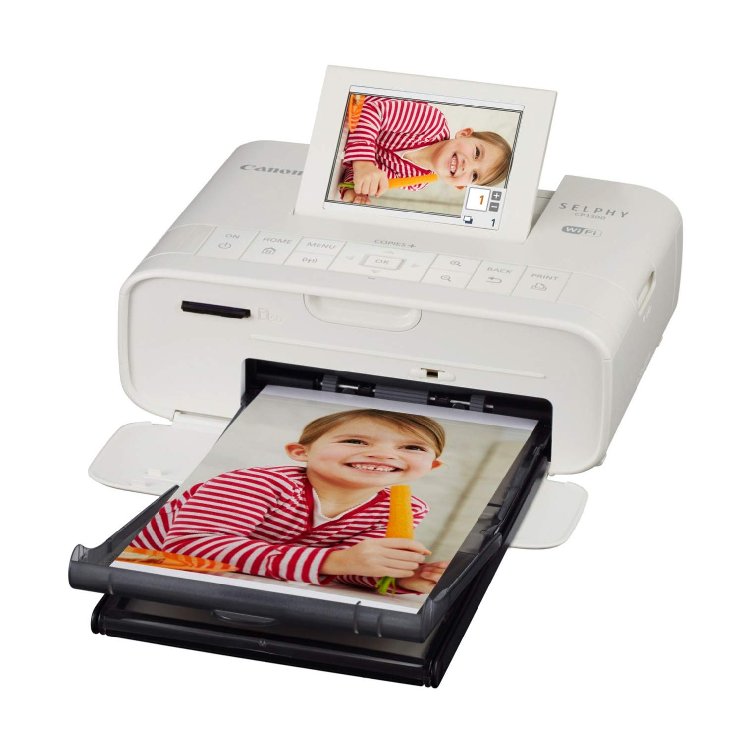 Canon Selphy CP1300 Wireless Compact Photo Printer with AirPrint and Mopria Device Printing, White