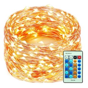 decute 300led 99ft copper wire christmas fairy string lights dimmable with remote control starry lights with ul cerficated decorative for party wedding bedroom yard christmas tree warm white