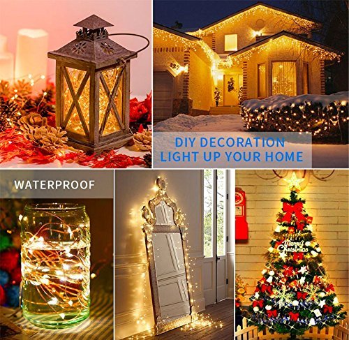 Decute 300Led 99FT Copper Wire Christmas Fairy String Lights Dimmable with Remote Control Starry Lights with UL Cerficated Decorative for Party Wedding Bedroom Yard Christmas Tree Warm White