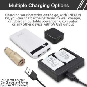 ENEGON NP-BX1 Battery (2-Pack) and Rapid Dual Charger for Sony NP-BX1 and Sony ZV-1, Cyber-Shot DSC-RX100, DSC-RX100 II/III/M4/M5/M6/M7/Ⅳ/Ⅴ/Ⅵ/Ⅶ/VA, DSC-RX100M II, HDR-CX405