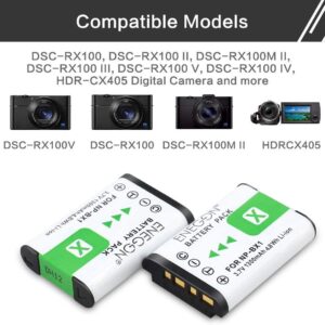 ENEGON NP-BX1 Battery (2-Pack) and Rapid Dual Charger for Sony NP-BX1 and Sony ZV-1, Cyber-Shot DSC-RX100, DSC-RX100 II/III/M4/M5/M6/M7/Ⅳ/Ⅴ/Ⅵ/Ⅶ/VA, DSC-RX100M II, HDR-CX405