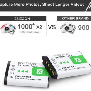 ENEGON NP-BX1 Battery (2-Pack) and Rapid Dual Charger for Sony NP-BX1 and Sony ZV-1, Cyber-Shot DSC-RX100, DSC-RX100 II/III/M4/M5/M6/M7/Ⅳ/Ⅴ/Ⅵ/Ⅶ/VA, DSC-RX100M II, HDR-CX405