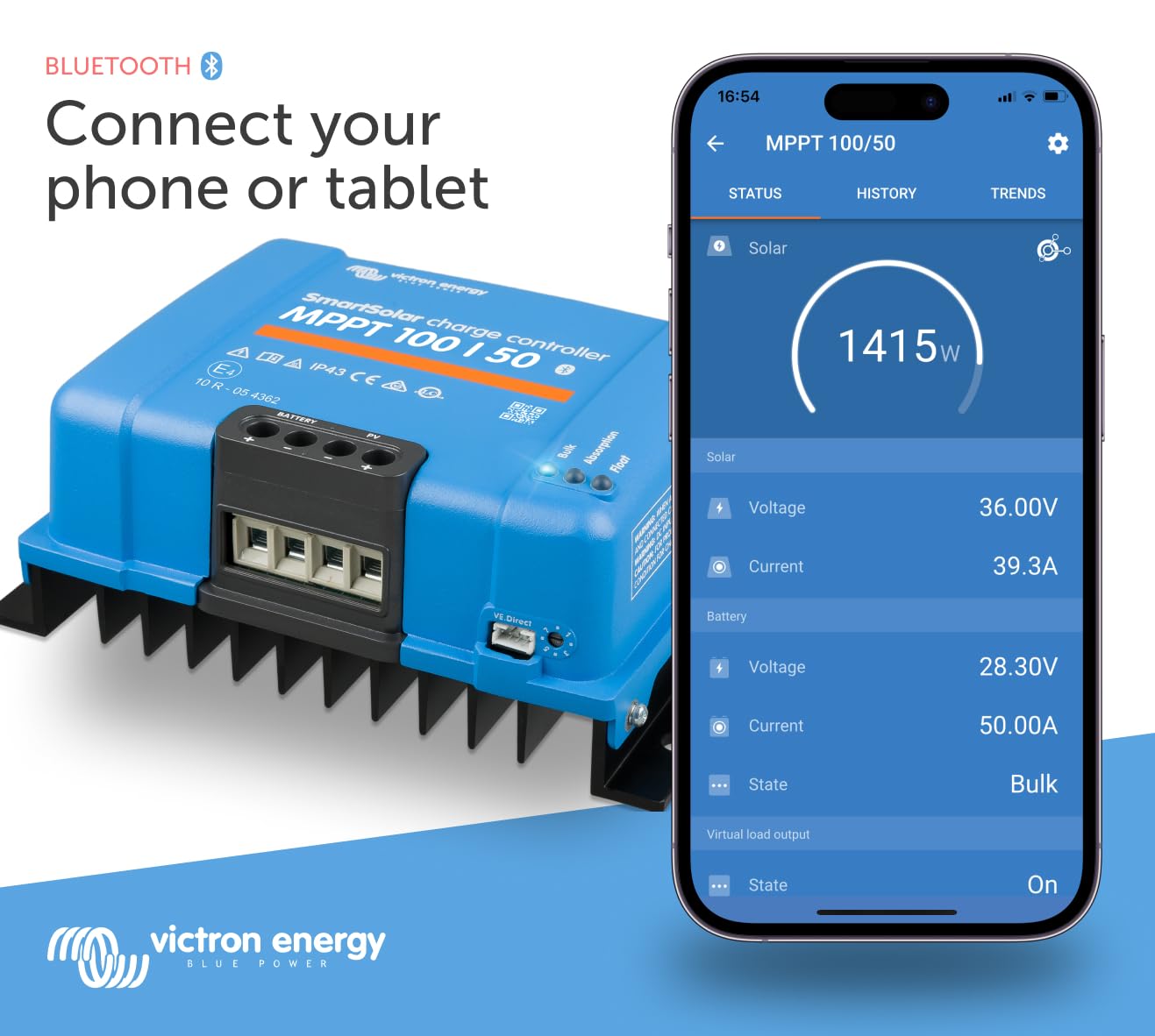 Victron Energy SmartSolar MPPT 100V 50 amp 12/24-Volt Solar Charge Controller (Bluetooth)