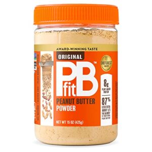pbfit all-natural peanut butter powder, peanut butter powder from real roasted pressed peanuts, 8g of protein 8% dv (15 oz.)