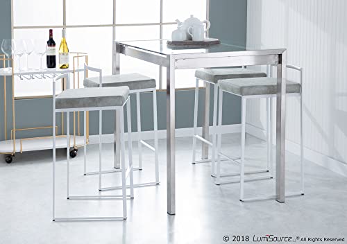 LumiSource Fuji Contemporary Counter Table (Stainless Steel, Clear Glass)