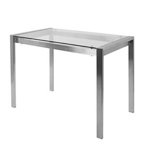 LumiSource Fuji Contemporary Counter Table (Stainless Steel, Clear Glass)