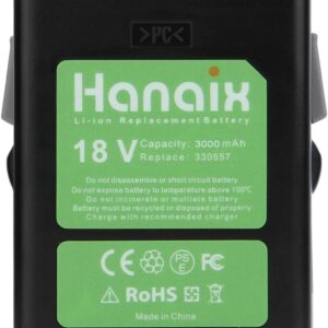Hanaix 3.0Ah 18V Battery for Hitachi BSL1815X BSL1815S BSL1830 BSL1830C 330139 330557 339782 Li-ion Replacement Battery Slide Style