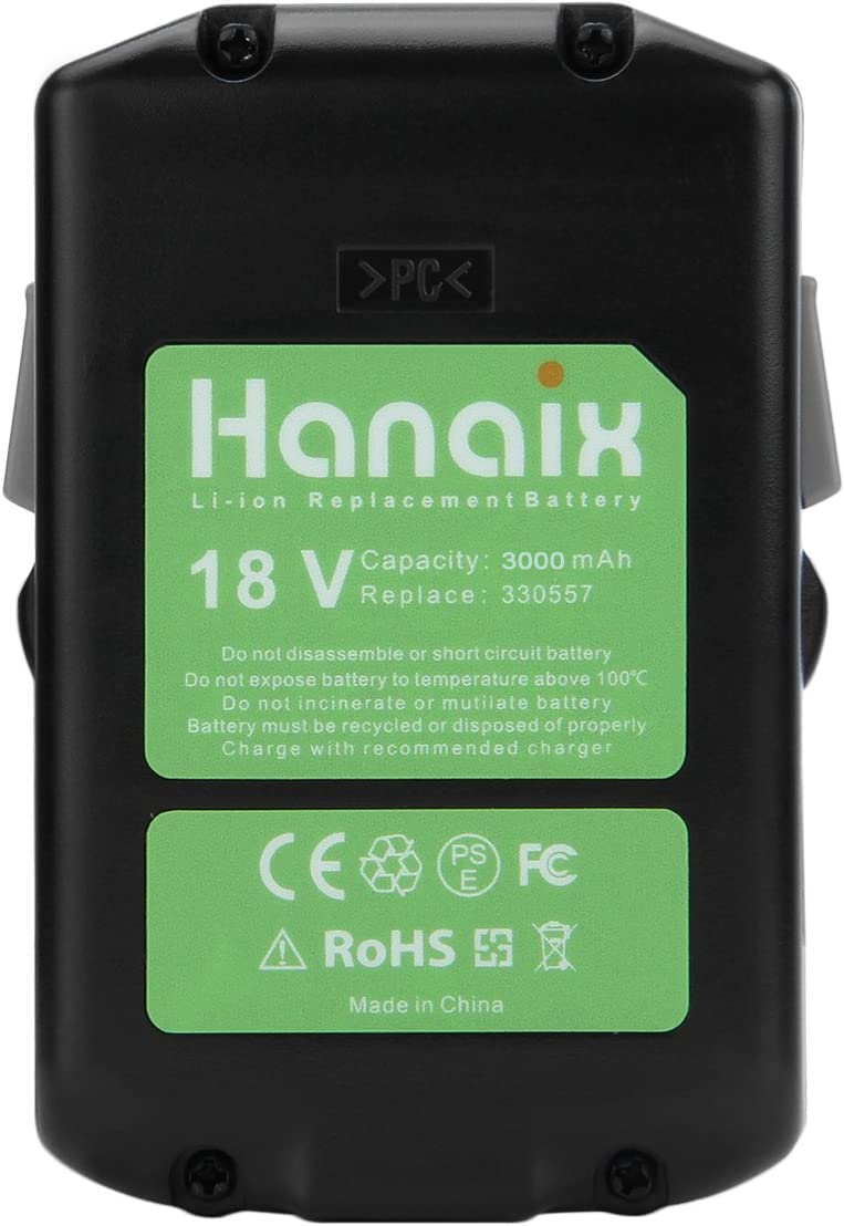 Hanaix 3.0Ah 18V Battery for Hitachi BSL1815X BSL1815S BSL1830 BSL1830C 330139 330557 339782 Li-ion Replacement Battery Slide Style