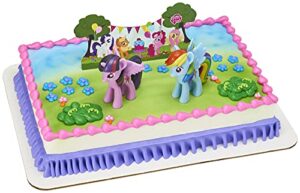 decopac my little pony cake topper, 3-piece cake decorations with rainbow dash and twilight sparkle ponies for fun after the birthday party, 3"