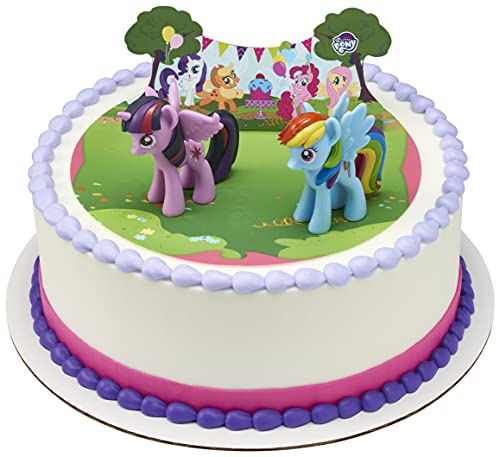 DecoPac My Little Pony Cake Topper, 3-Piece Cake Decorations with Rainbow Dash and Twilight Sparkle Ponies for Fun After the Birthday Party, 3"