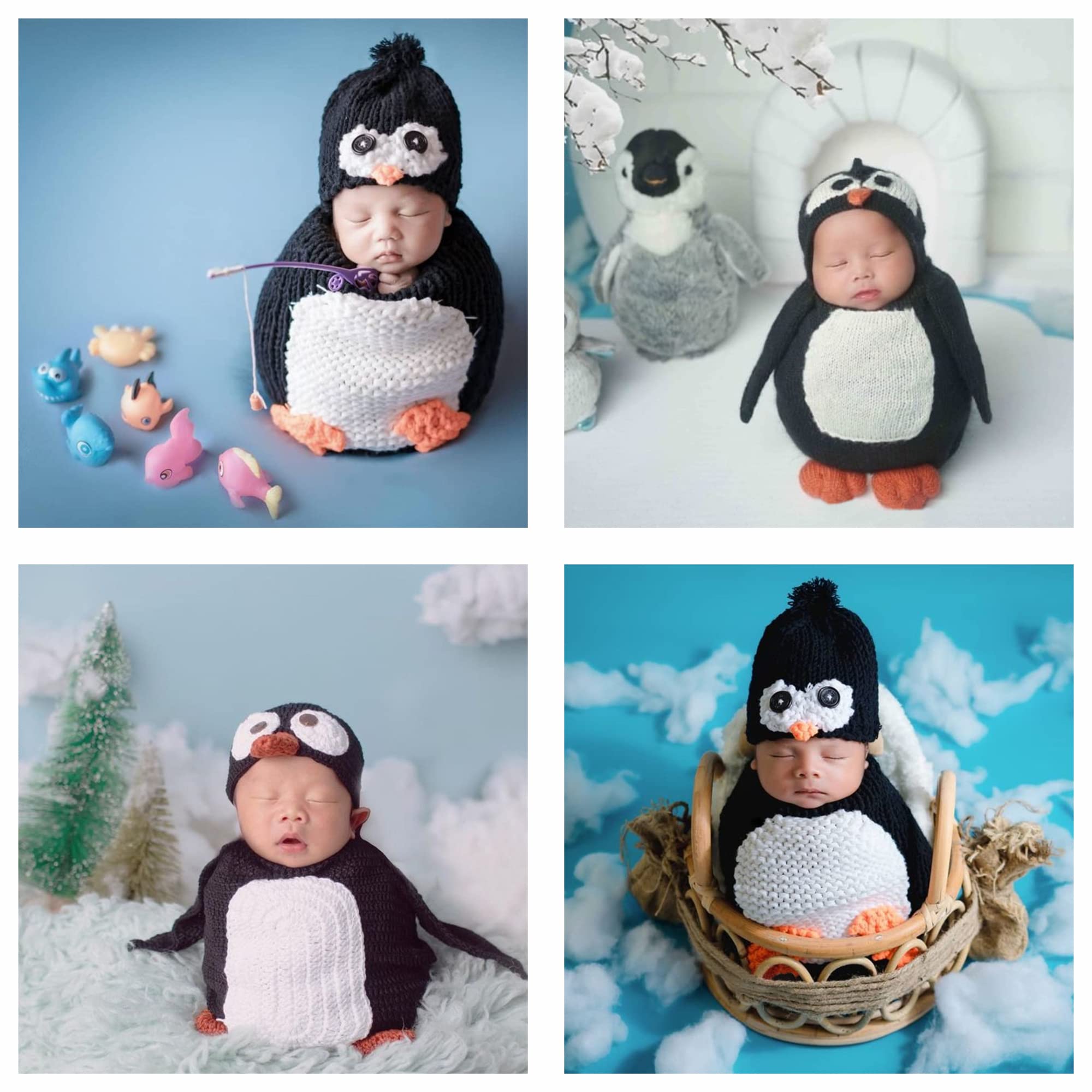 Unisex Newborn Baby Photography Props Cute Penguin Sleeping Bag Halloween Costume (Penguin)